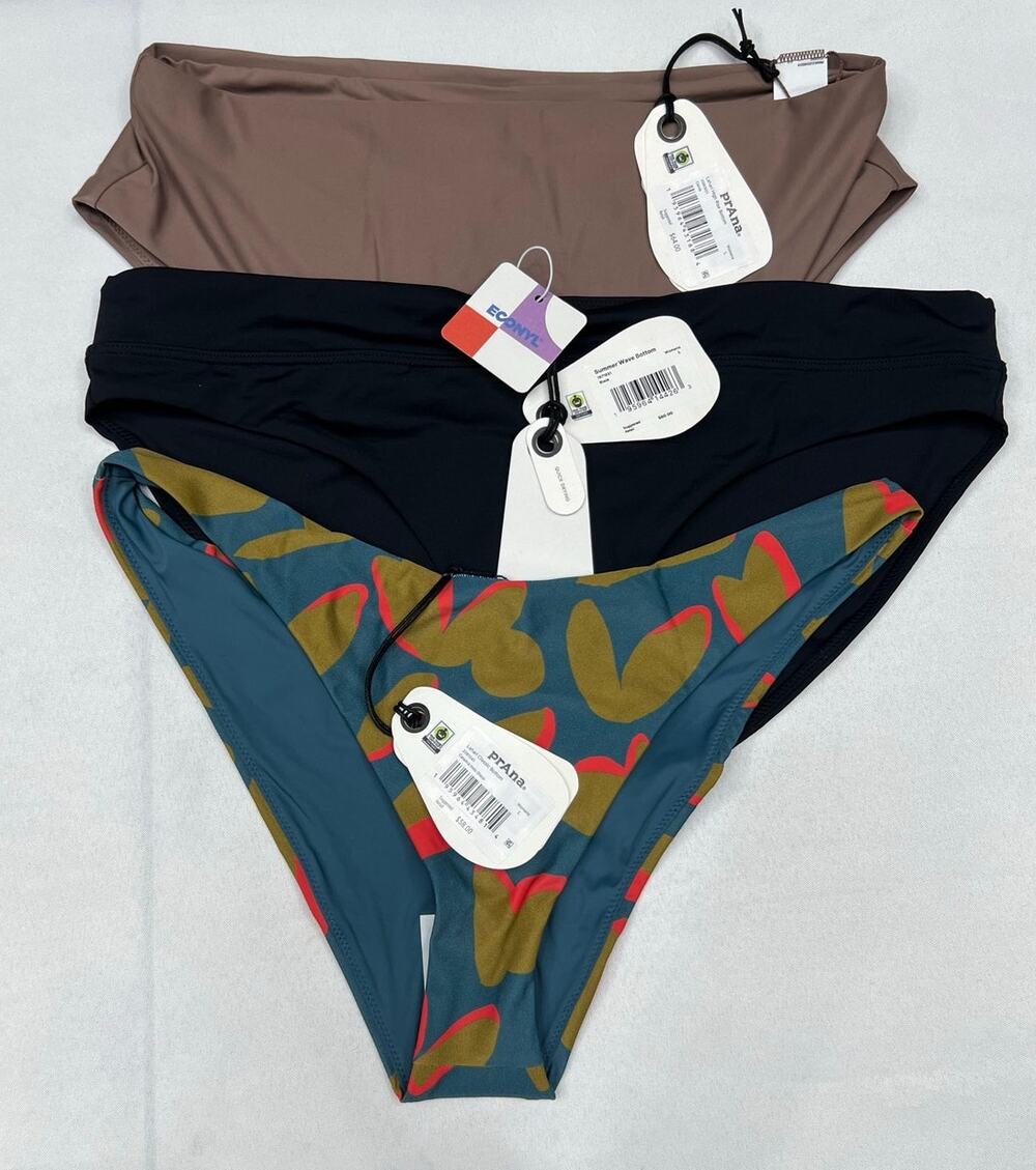 prAna Bikini Bottom Bundle 3 Pair NWT Large Swim Lahari Summer Wave MSRP $182